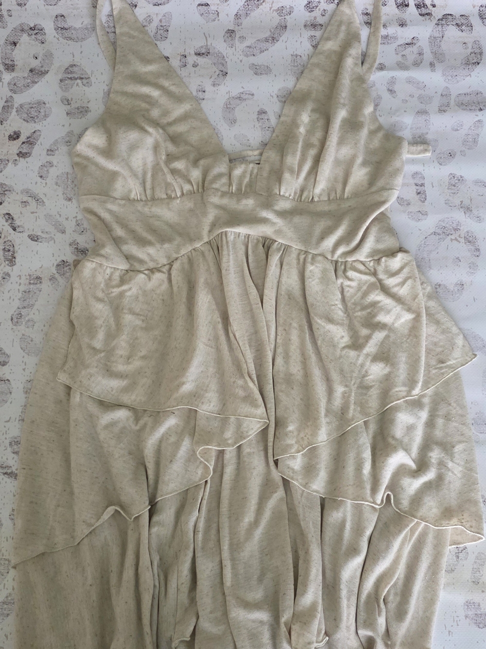 Free People Cream Tiered V-Neck Mini Dress - Picture 3 of 13